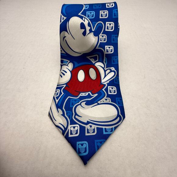 Disney Parks Blue Mickey Mouse Walt Disney World Logo Men's Silk Neck Tie New - Picture 4 of 4